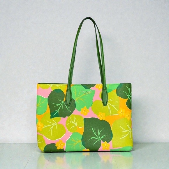KATE SPADE ALL DAY CUCUMBER FLORAL LARGE TOTE BAG - Picture 5 of 13